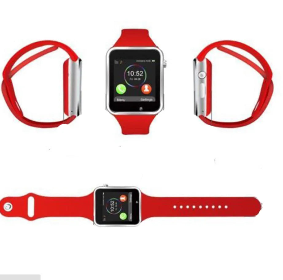 A1 Smart Watch with 1.54-inch screen showing interface, available in black silver white gold pink red green blue colour options