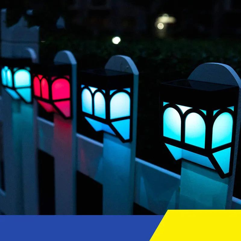 Outdoor solar wall lamp with solar panel for garden courtyard fence lighting