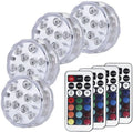White IP68 waterproof LED diving light with remote control for pools and gardens.