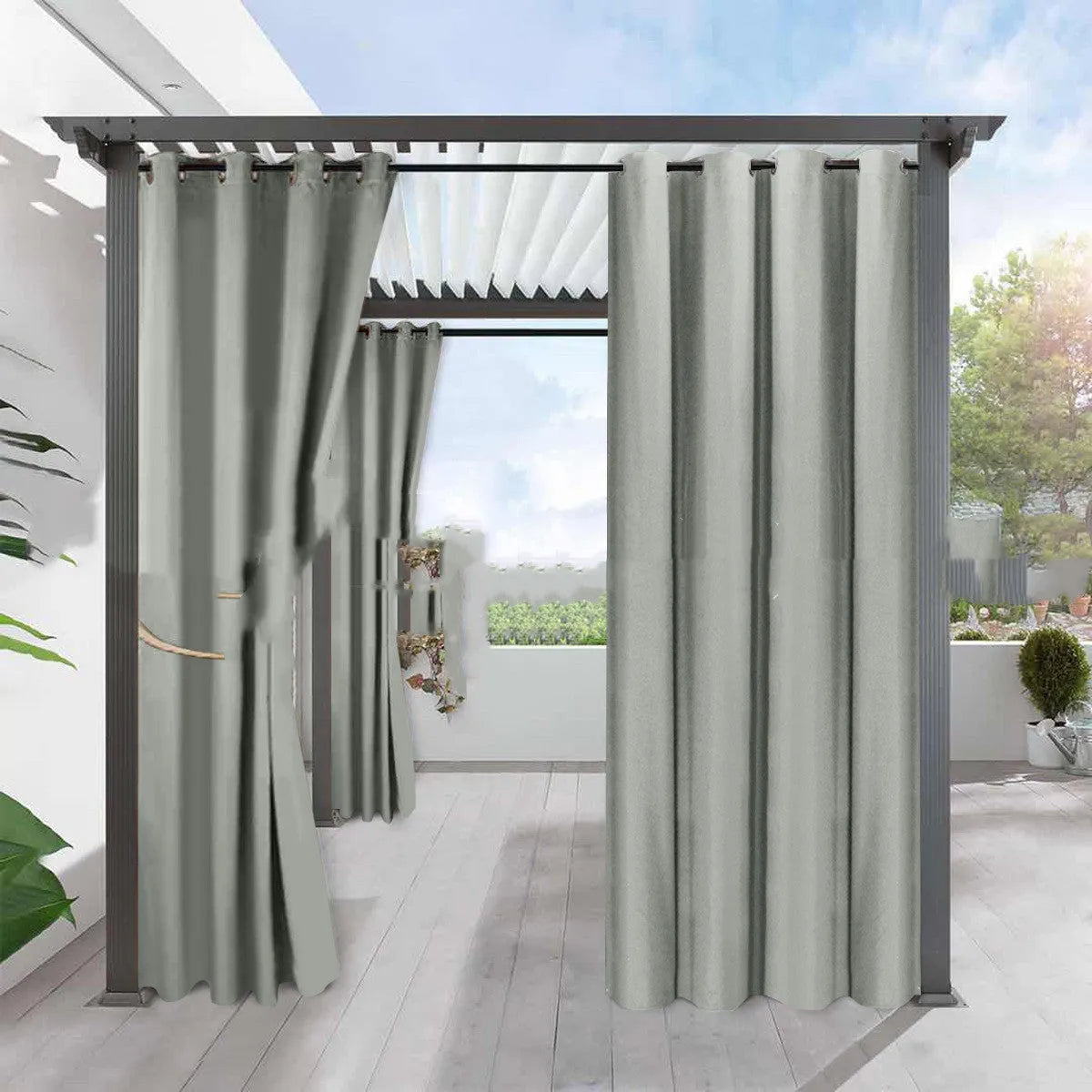 Blackout curtain 134cm wide with punched top, polyester fine linen look, 70-90% shading, available in six colours