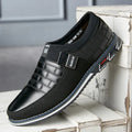 Men's large size leather casual loafers in blue colour showing low-top design