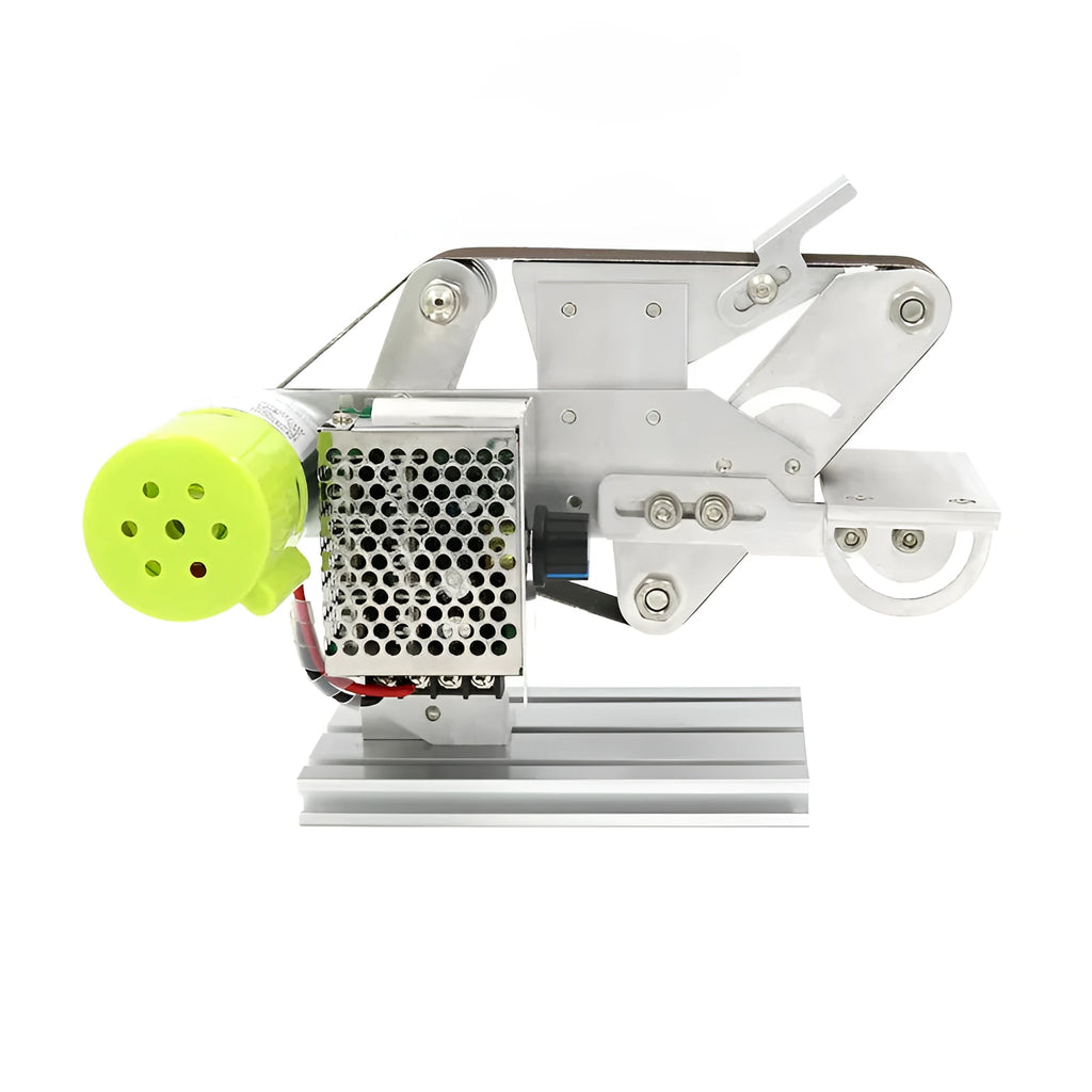 895 model fixed-angle desktop belt sharpener with speed adjustment dial and grinding belt