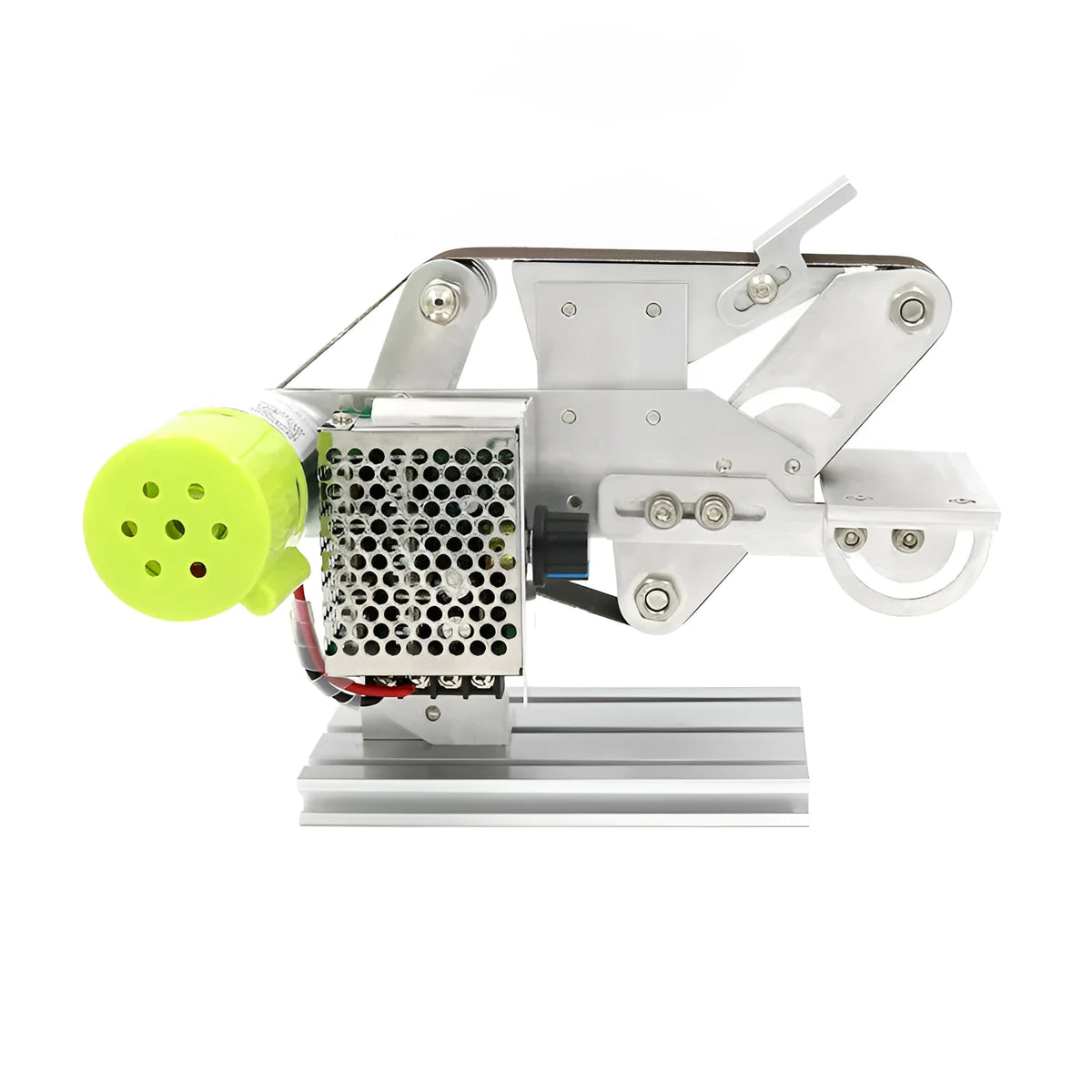 895 model fixed-angle desktop belt sharpener with speed adjustment dial and grinding belt