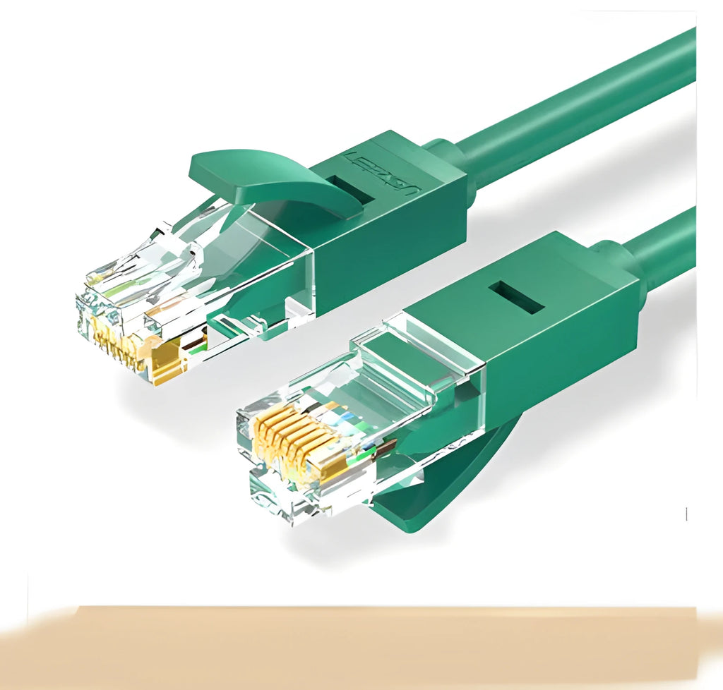 Green Ethernet cable with 8P8C connectors in either 1m or 2m length options
