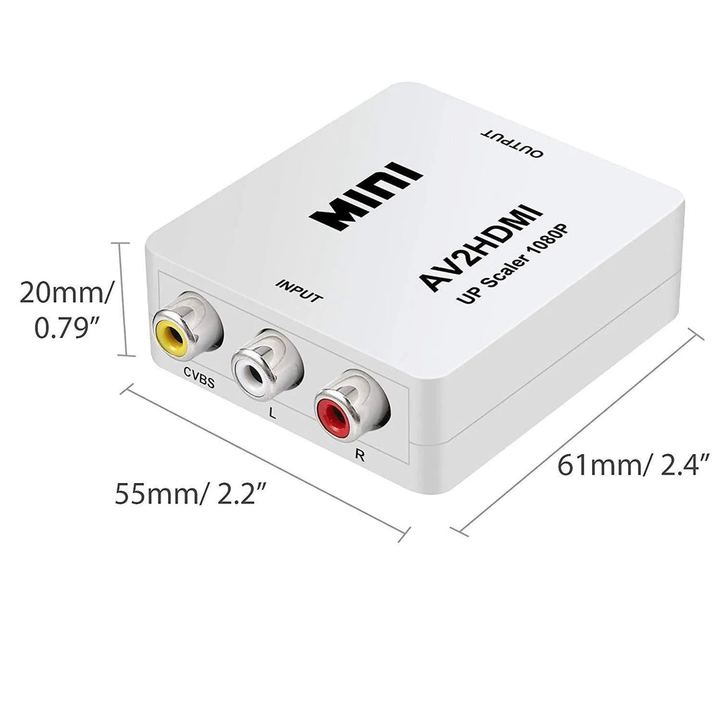 Black and white AV to HDMI converter with 0.5m cable for 1080P signal conversion