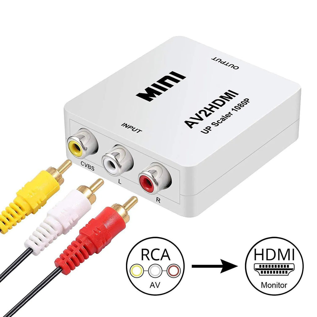 Black and white AV to HDMI converter with 0.5m cable for 1080P signal conversion