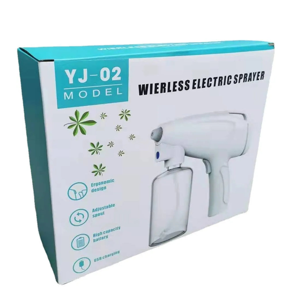 White handheld cordless electric spray gun with USB-C charging cable