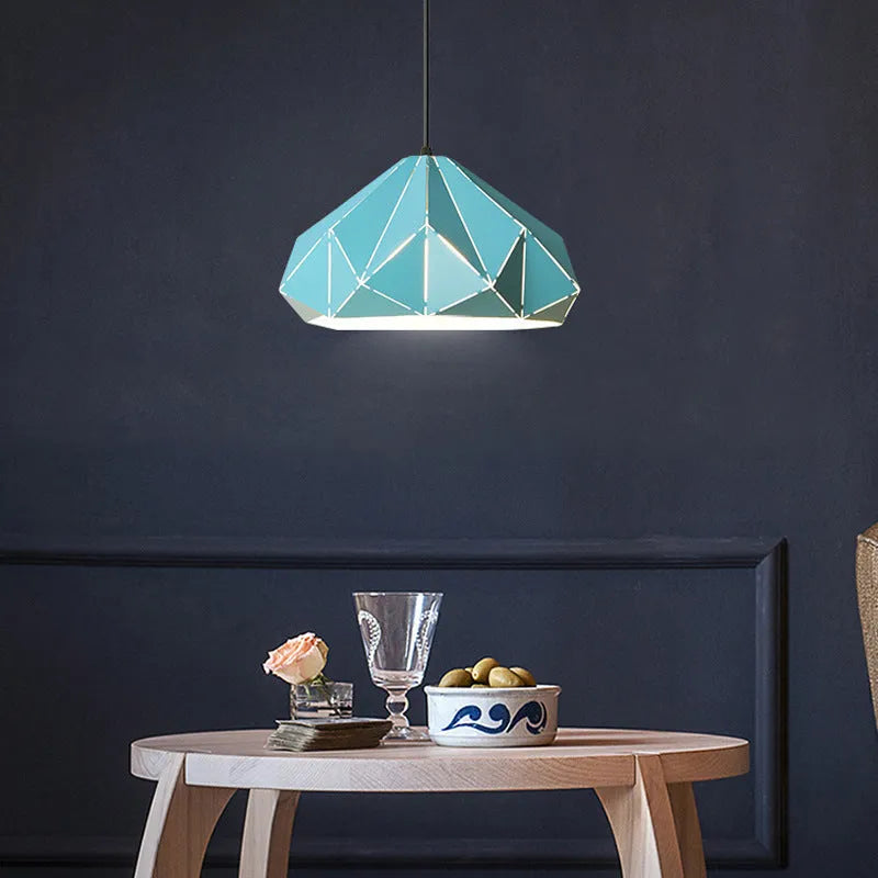 Nordic geometric single-head chandelier in black or white 25cm diameter
