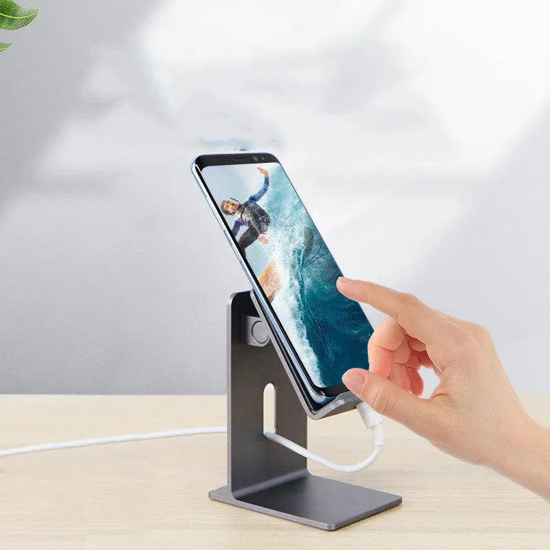 Alloy mobile phone holder bracket in Dark Space Gray and Streaming Silver colours