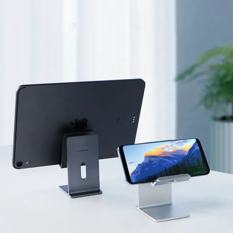 Alloy mobile phone holder bracket in Dark Space Gray and Streaming Silver colours