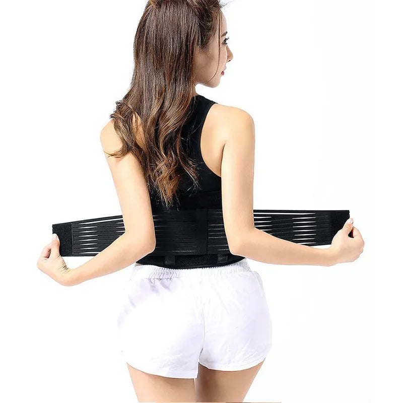 Self-heating waist protection belt in elastic cloth material with magnetic elements for lumbar support