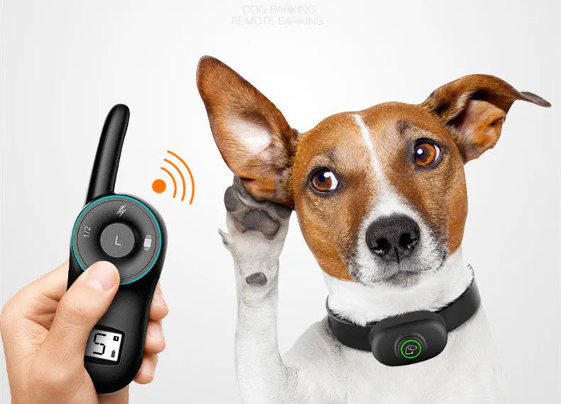 Waterproof rechargeable dog training collar with remote control available in black and orange colours
