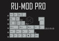 Black PBT keycap set with white Russian Cyrillic legends for mechanical keyboards