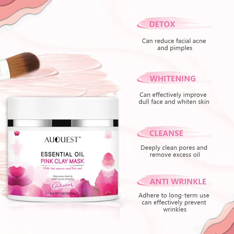 White 50g exfoliating mask paste with rosehip oil and hyaluronic acid for deep cleansing
