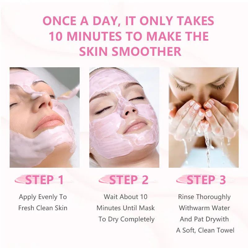White 50g exfoliating mask paste with rosehip oil and hyaluronic acid for deep cleansing
