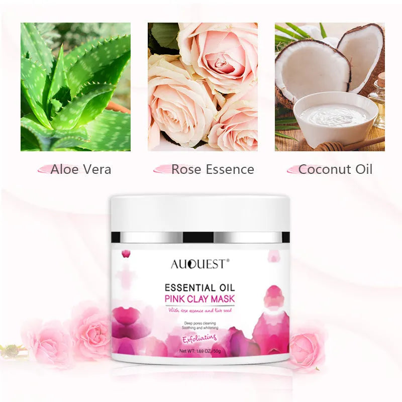 White 50g exfoliating mask paste with rosehip oil and hyaluronic acid for deep cleansing