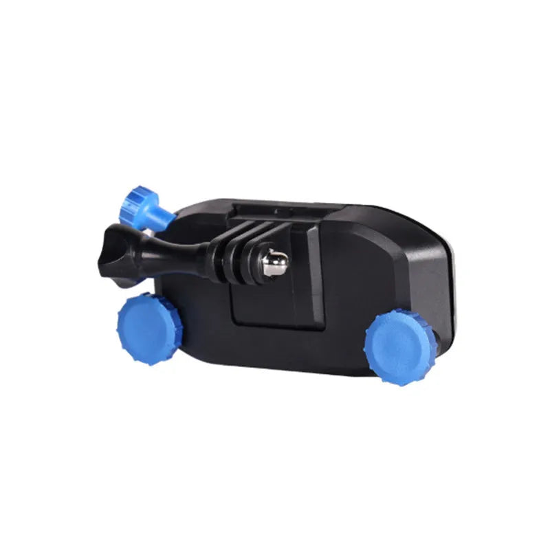 Blue plastic GoPro shoulder strap buckle mount for backpack camera attachment
