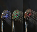 LED shower head with temperature sensor, 3 spray modes, colour-changing light, ABS electroplated body, handheld design
