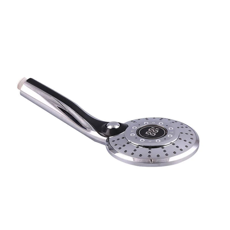 LED shower head with temperature sensor, 3 spray modes, colour-changing light, ABS electroplated body, handheld design