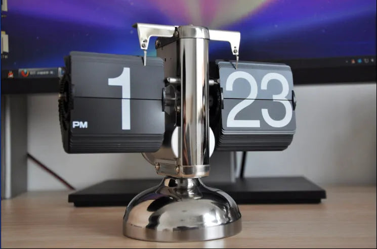 Flip digital clock, retro table clock, 21x8x16cm, battery quartz movement, black grey white options