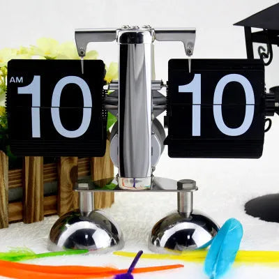Flip digital clock, retro table clock, 21x8x16cm, battery quartz movement, black grey white options
