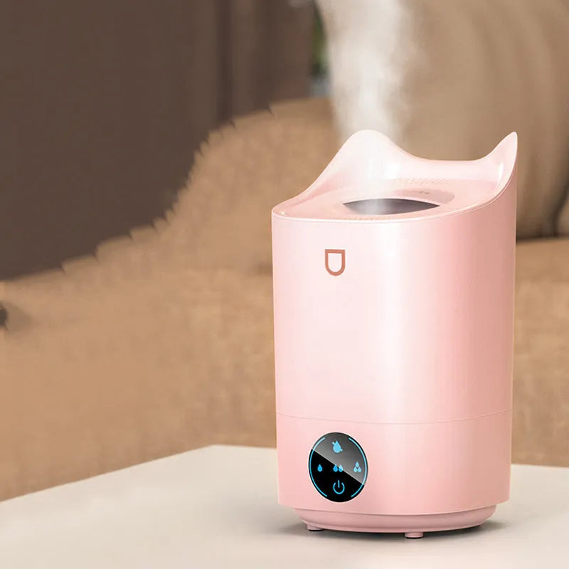 Double spray humidifier with three fog outlets in Coral Pink colour with USB cable