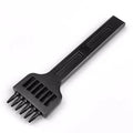 Black manual leather round hole punch tool with multiple teeth for 4mm spaced holes