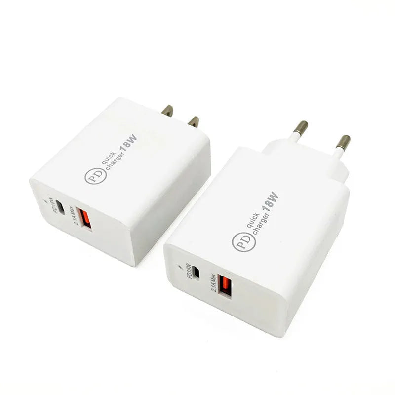 18W USB-C PD fast charger wall adapter with US plug in black colour