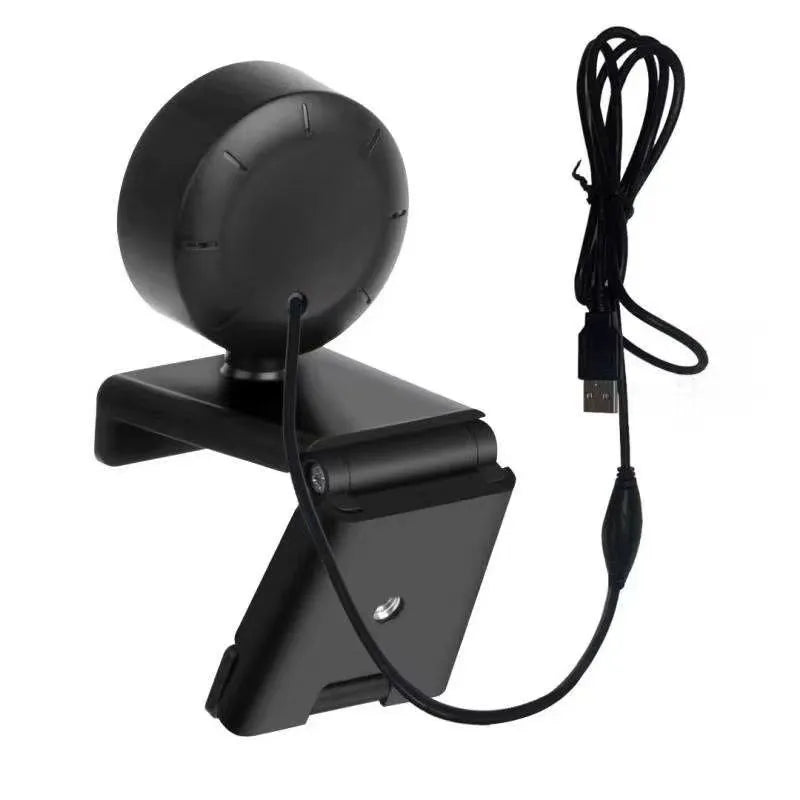 USB web camera with integrated LED fill lights and wide-angle lens for video calls