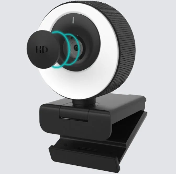 Black USB webcam with a magnetic privacy cover on a 1.7m cable for desktop and laptop computers.