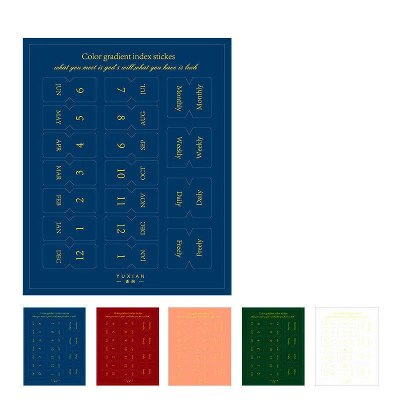 Transparent A5 Morandi gradient label sticker sheets showing colour transitions
