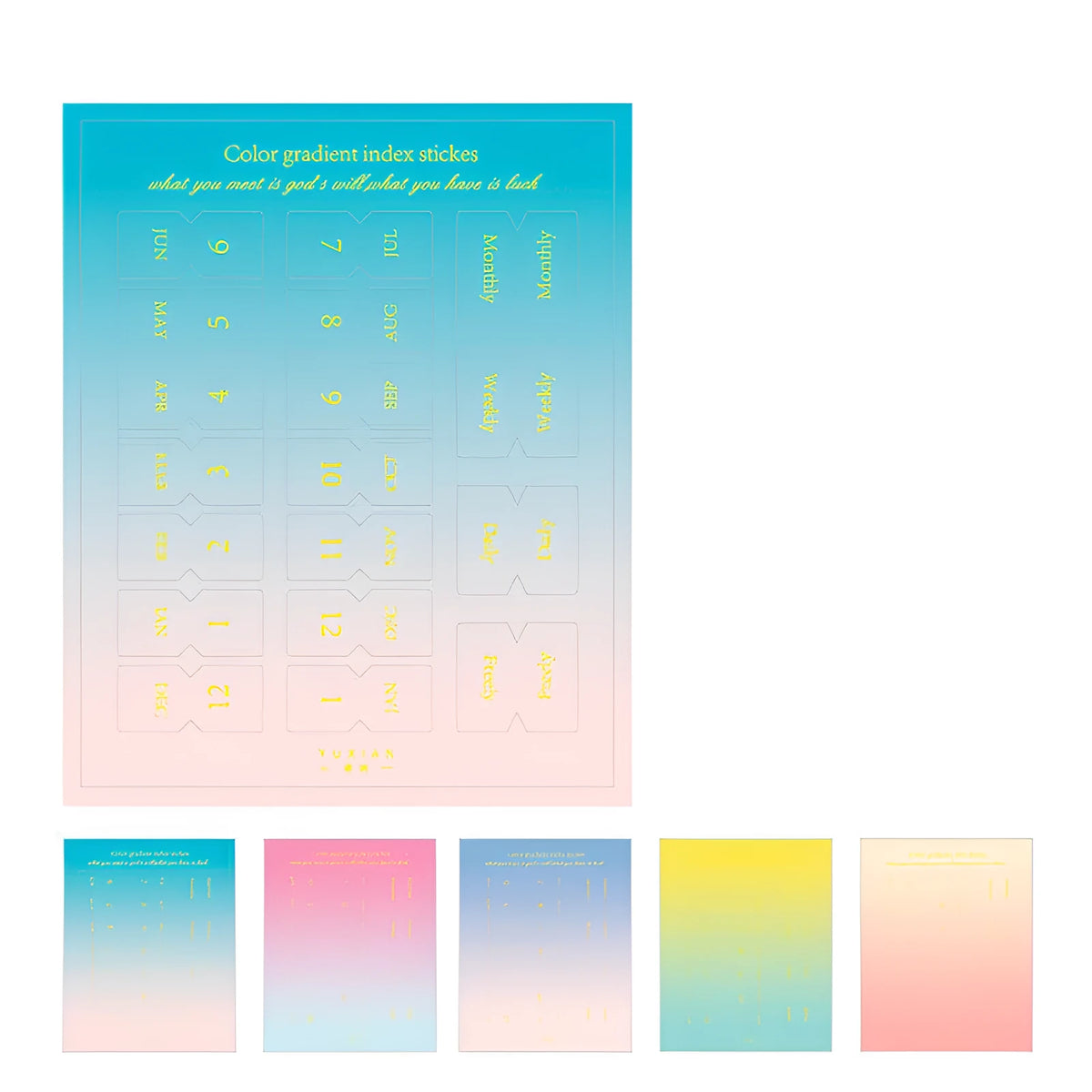 Transparent A5 Morandi gradient label sticker sheets showing colour transitions