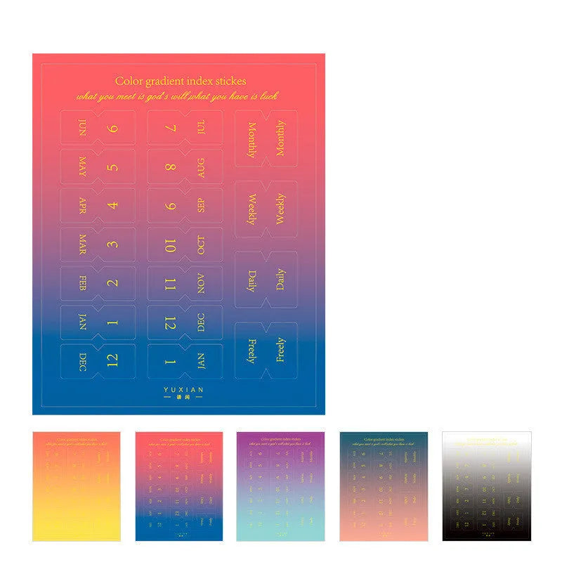 Transparent A5 Morandi gradient label sticker sheets showing colour transitions
