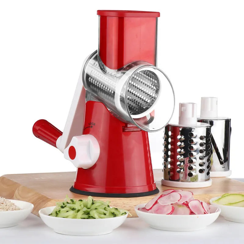 Blue multi-function kitchen vegetable chopper and food processor with suction cup base