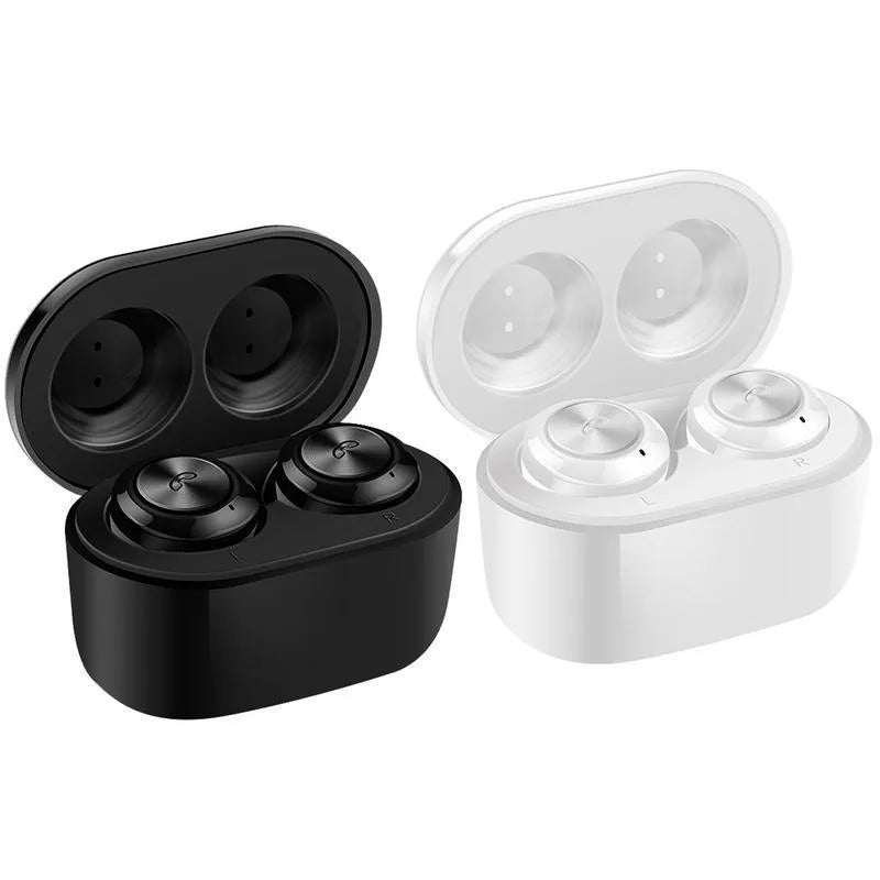 Black and white A6 TWS wireless Bluetooth earbuds with noise cancellation