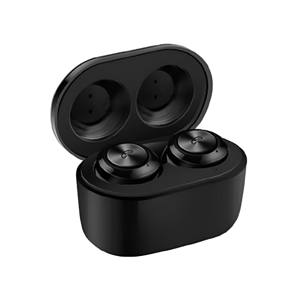 Black and white A6 TWS wireless Bluetooth earbuds with noise cancellation