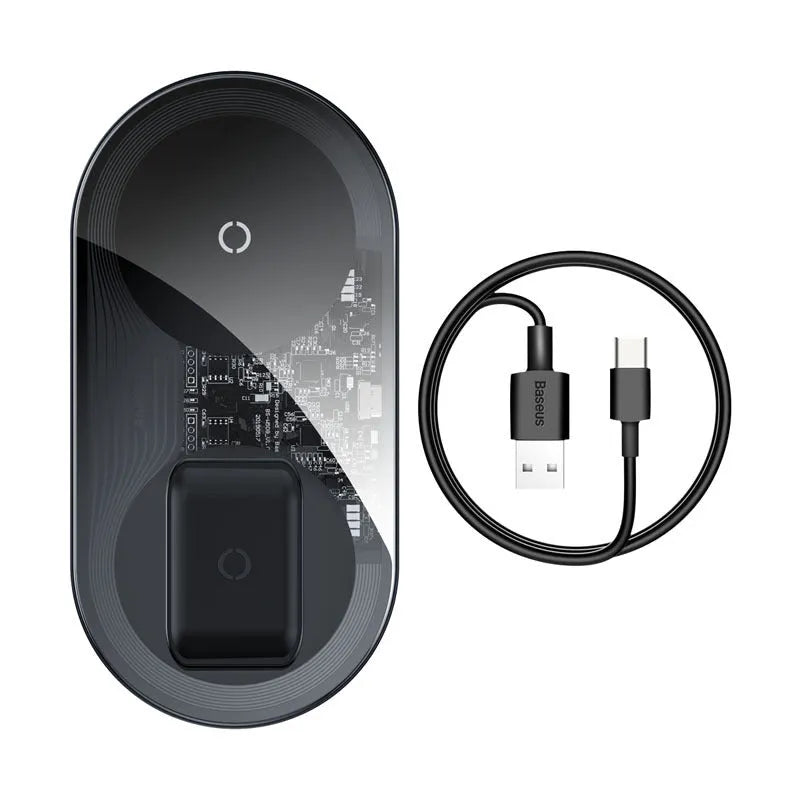 Baseus 2-in-1 wireless charger for phones and earbuds with minimalist design