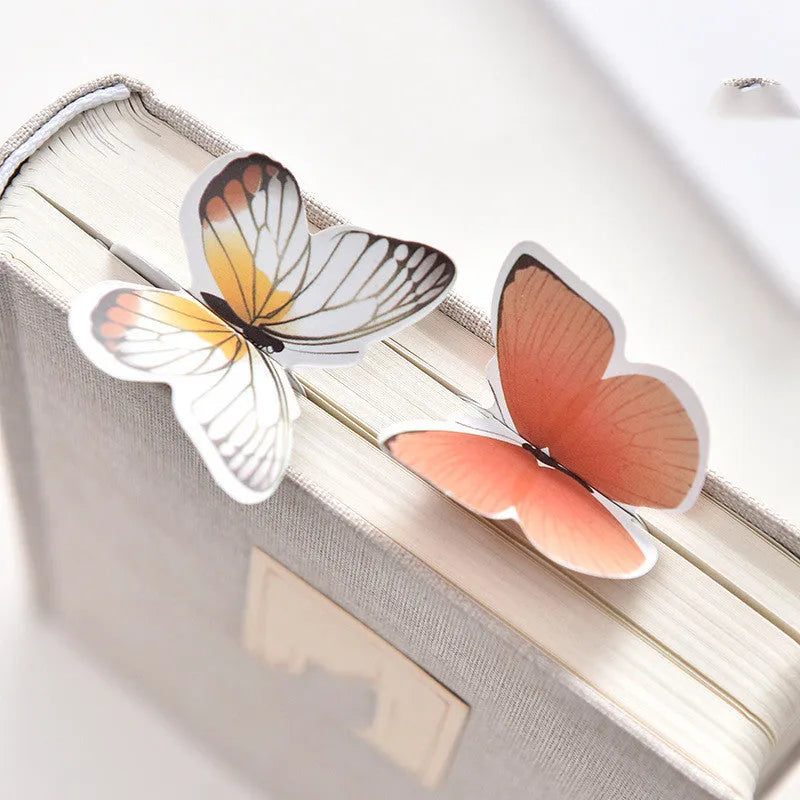 Cute butterfly-shaped paper bookmark in Japanese and Korean stationery style.
