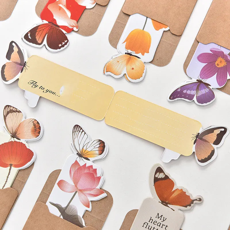 Cute butterfly-shaped paper bookmark in Japanese and Korean stationery style.