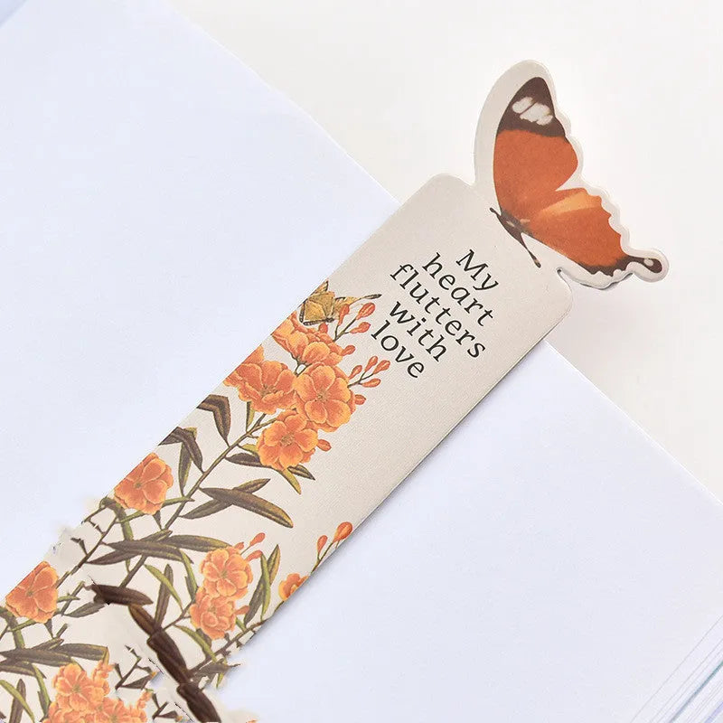 Cute butterfly-shaped paper bookmark in Japanese and Korean stationery style.