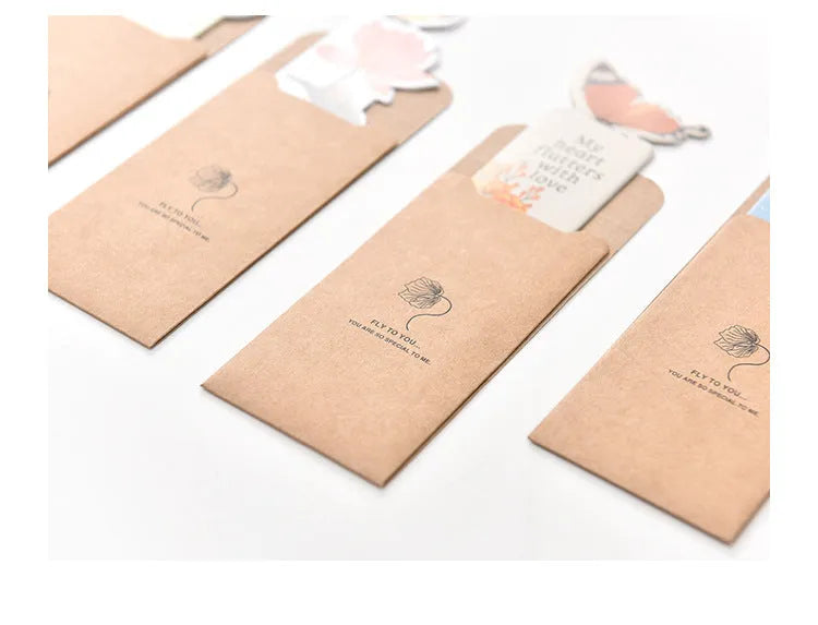 Cute butterfly-shaped paper bookmark in Japanese and Korean stationery style.