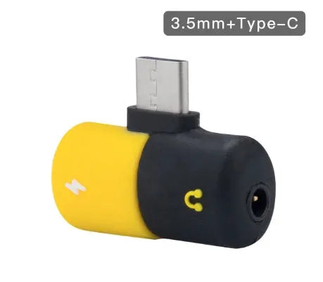 Blue Huawei phone charging audio splitter adapter with 3.5mm headphone jack
