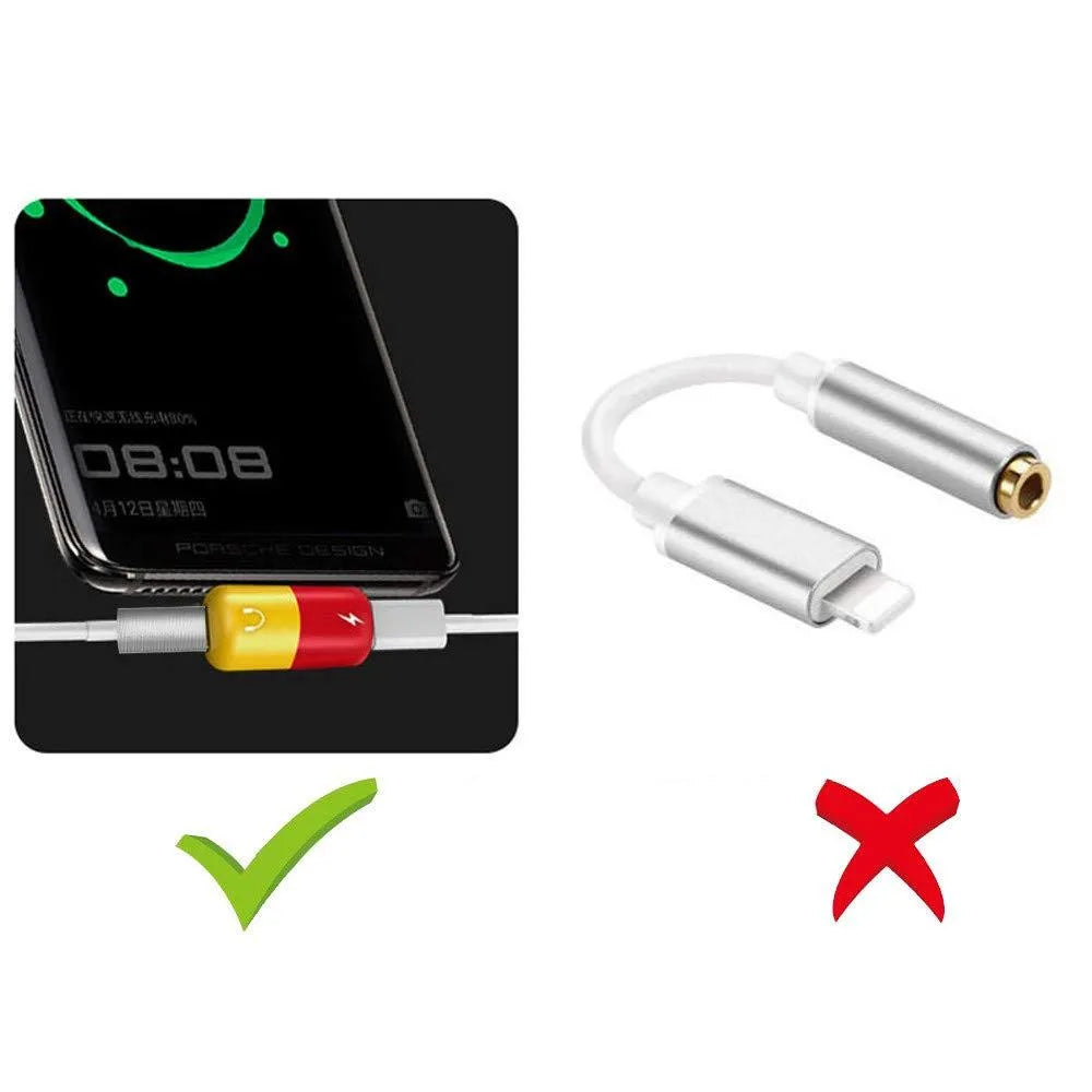 Blue Huawei phone charging audio splitter adapter with 3.5mm headphone jack