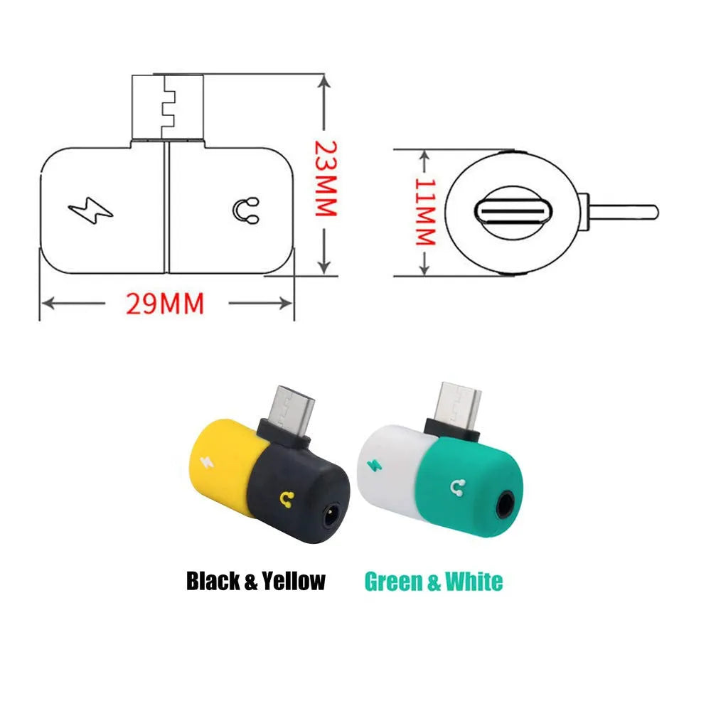 Blue Huawei phone charging audio splitter adapter with 3.5mm headphone jack