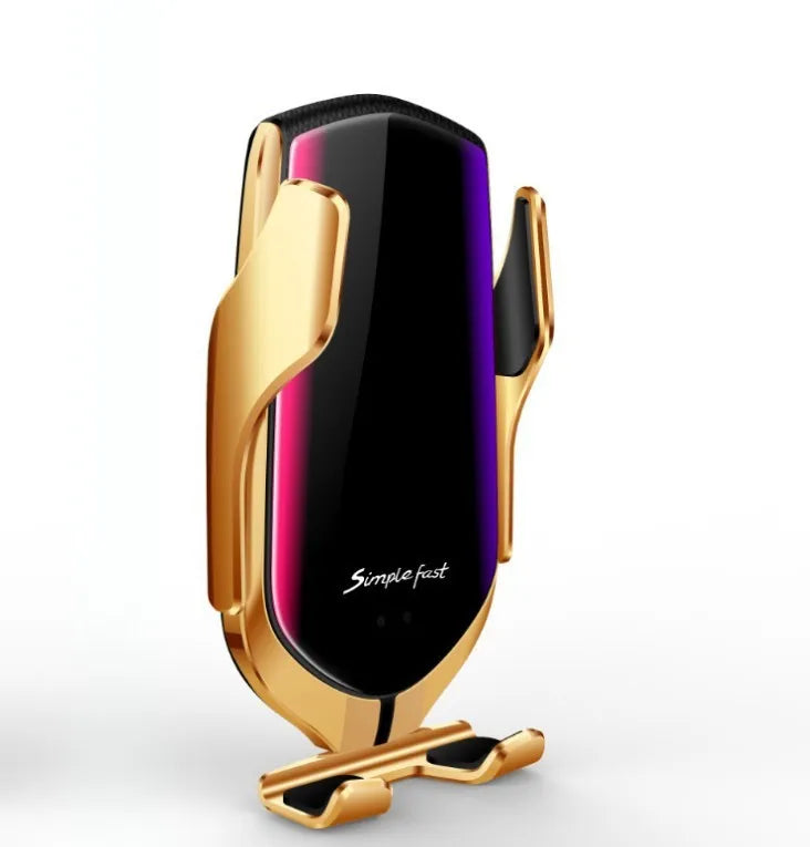 Magic Clip R1 automatic wireless charging car phone holder in silver finish showing clamping arms