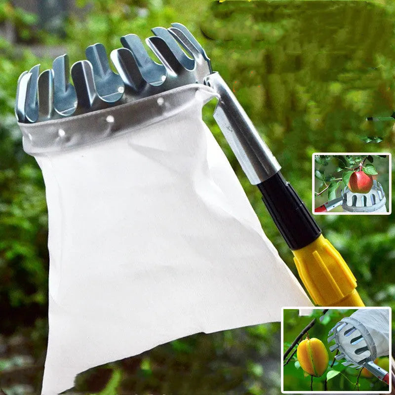 Steel frame and cloth bag fruit picker basket for harvesting garden fruit