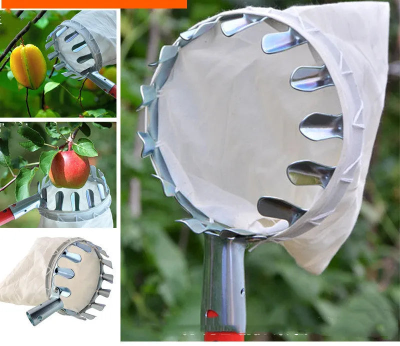 Steel frame and cloth bag fruit picker basket for harvesting garden fruit