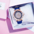 Women's diamond fashion watch with round 32mm dial, mineral glass and pin buckle clasp in nine colours