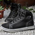 Men's motorcycle casual short boots in black or grey with anti-slip sole and breathable construction