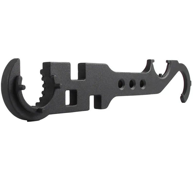 Black steel combination wrench for AR15 and M4 rifle maintenance with dual-purpose design